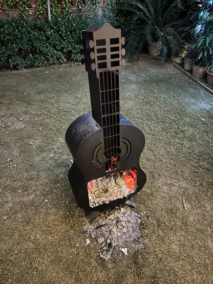 Black Guitar outdoor fire pit
