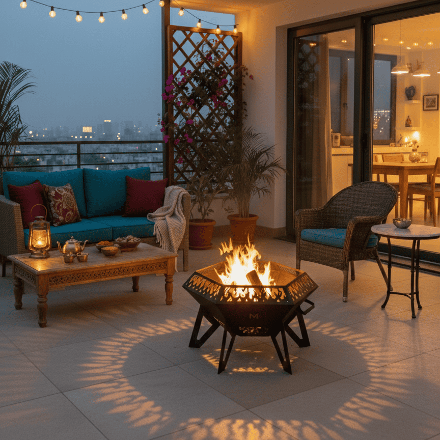 Diamond flame-cut-open outdoor fire pit - indoor multifunctional pit