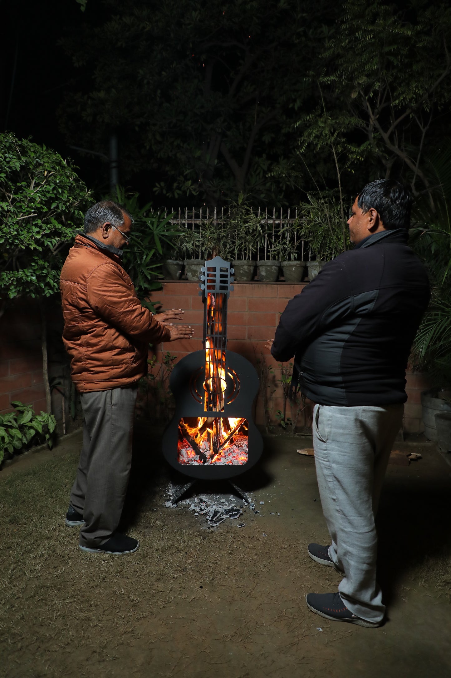 Black Guitar outdoor fire pit