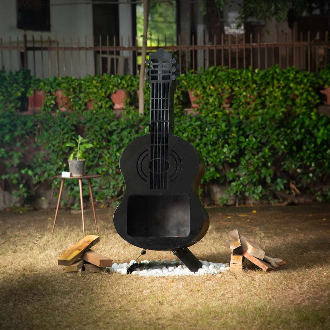 Black Guitar outdoor fire pit