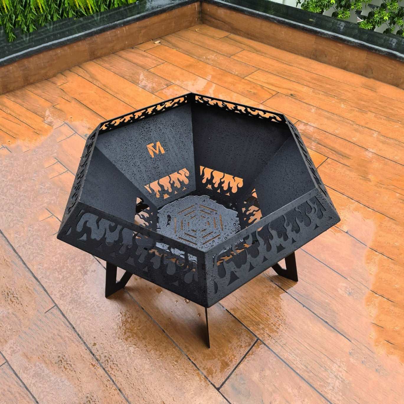 firepit/ fire pit for BBQ/ Bonfire/ Wood fire cooking. Luxury home decor, artisanal firepit, made in india, premium artisanal product, metalit