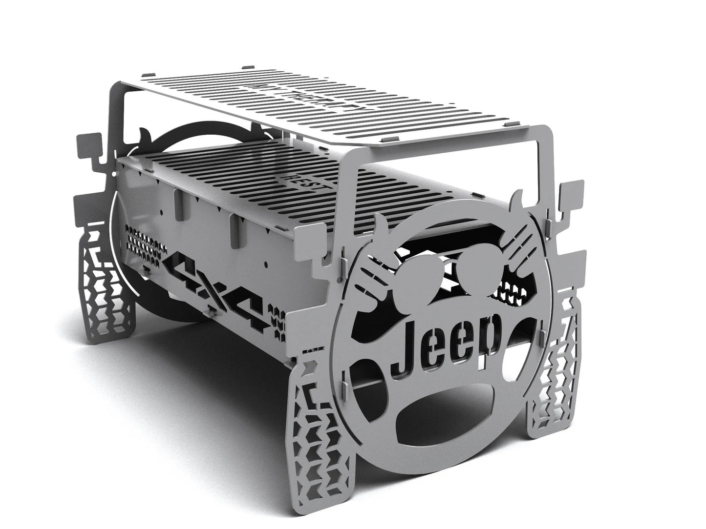 Rustic Jeep collapsible outdoor fire pit - metalit