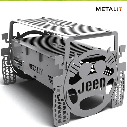 Rustic Jeep collapsible outdoor fire pit - metalit