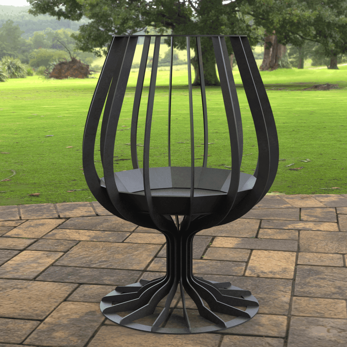 Cognac Glass open fire pit - metalit