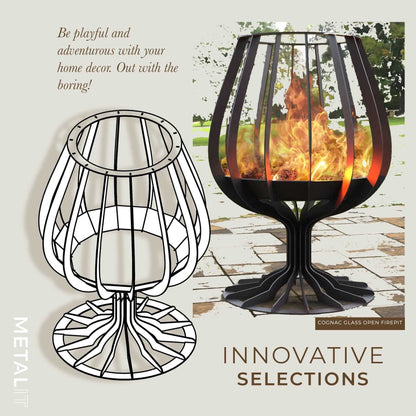 Cognac Glass open fire pit - metalit