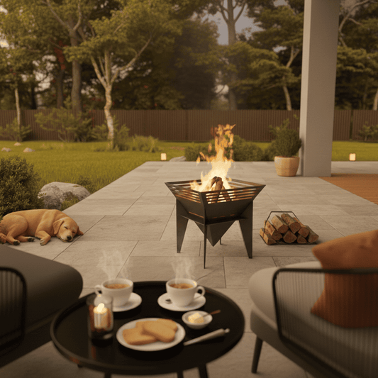 inverted pyramid bonfire pit for outdoor home decor luxury glamping and camping, bbq, bonfire time with your loved ones