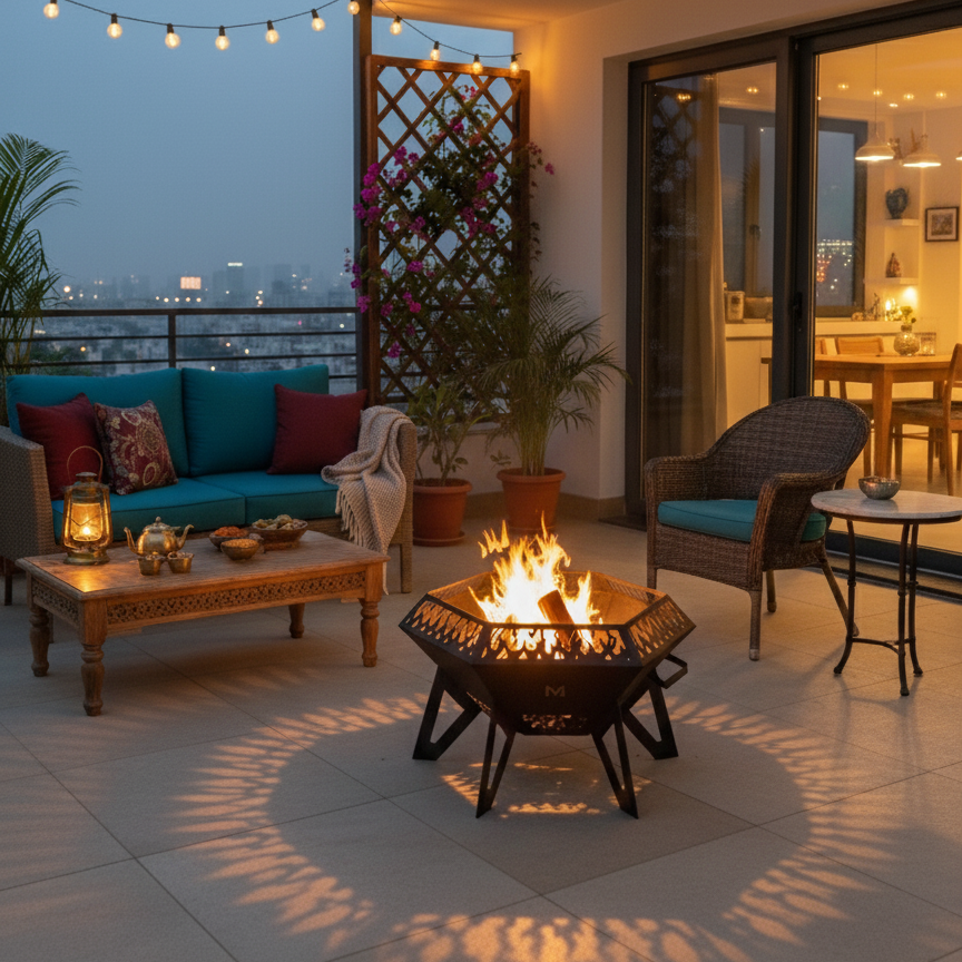 Diamond flame-cut-open outdoor fire pit - indoor multifunctional pit