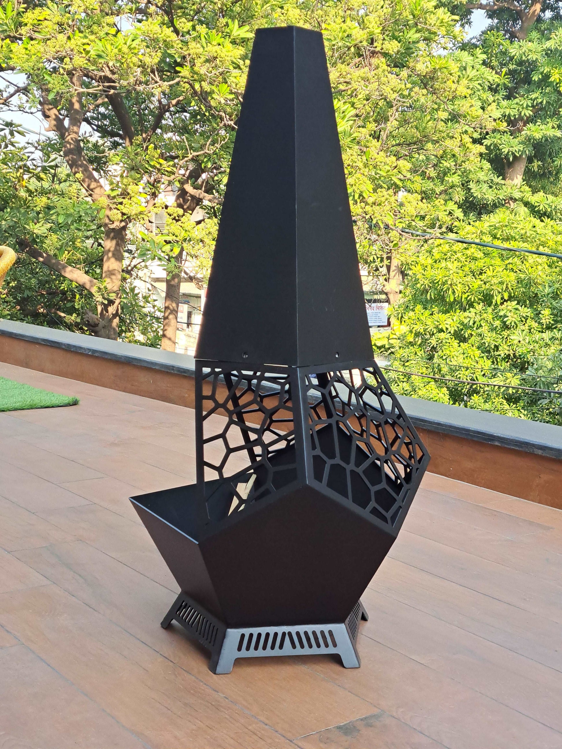 Honeycomb Chimnea outdoor fire pit