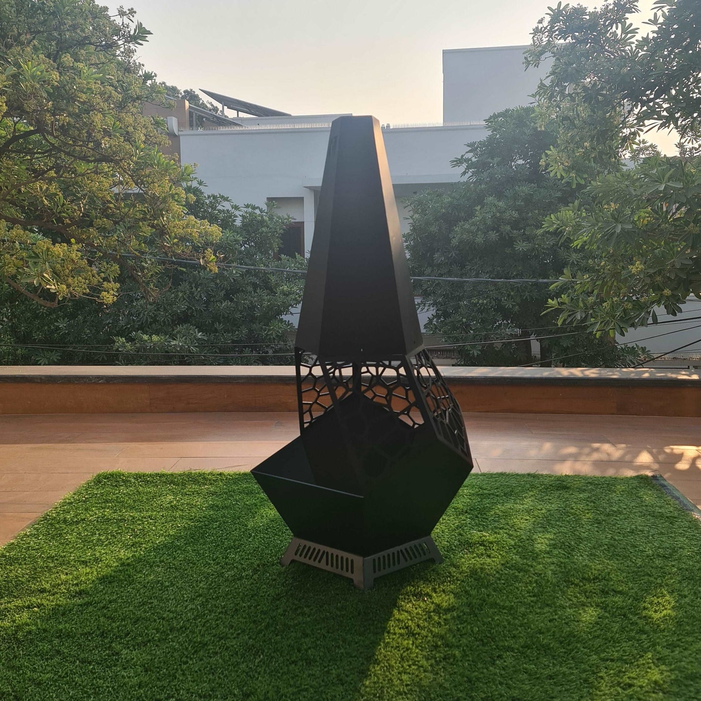 Honeycomb Chimnea outdoor fire pit - metalit