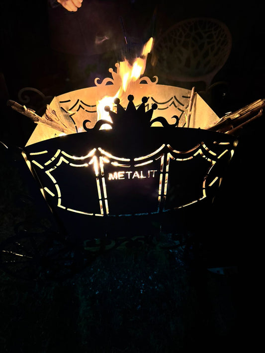 queen trousseau bonfire firepit - beautiful palki shaped firepit for bridal trousseau - luxury outdoor home decor