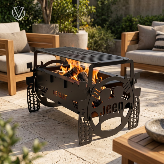 Rustic Jeep collapsible outdoor fire pit