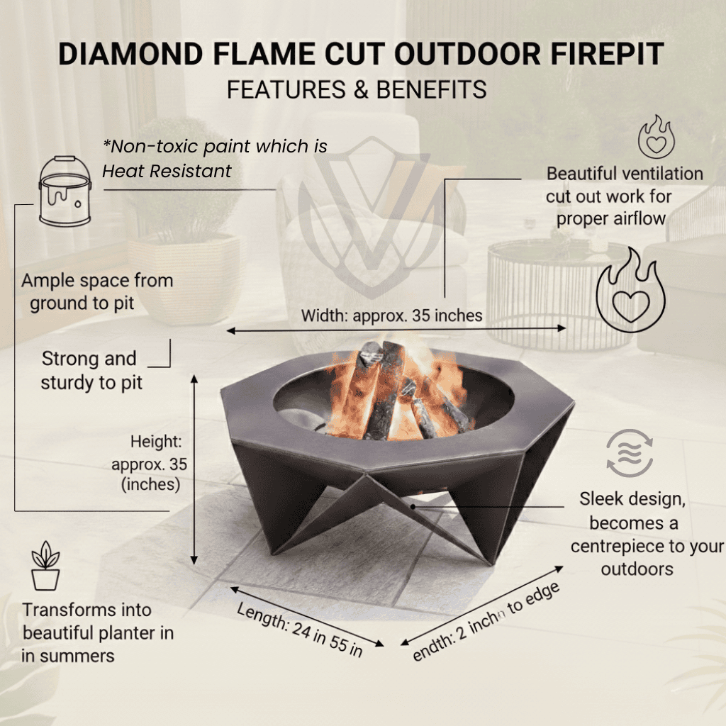 Diamond Frame Outdoor luxury Bonfire Firepit alaav/sigdi