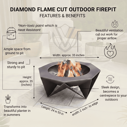 Diamond Frame Outdoor luxury Bonfire Firepit alaav/sigdi