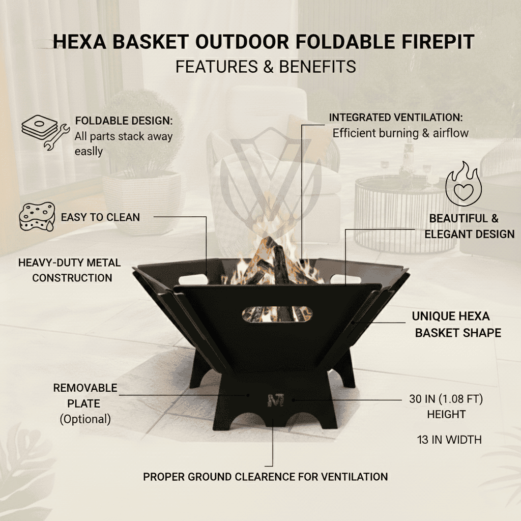 Hexa Basket collapsible outdoor fire pit