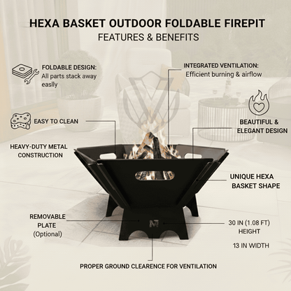 Hexa Basket collapsible outdoor fire pit