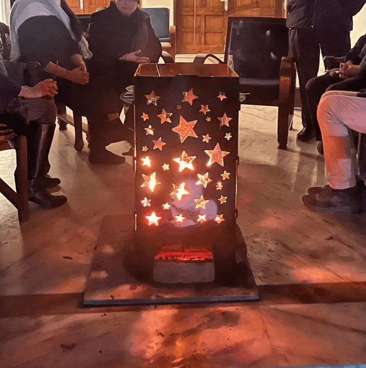 Starry night outdoor fire pit