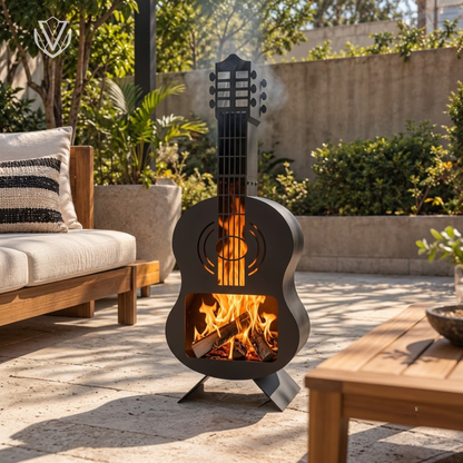 Black Guitar outdoor fire pit - indoor multifunctional pit