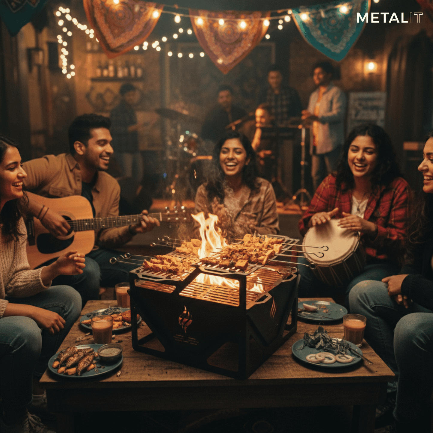 Blaze Glare 3-tired grill firepit for bonfire and BBQ/ Grilling