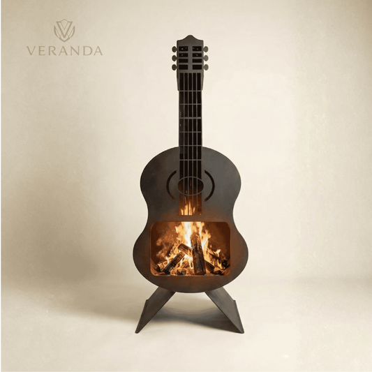Black Guitar outdoor fire pit - indoor multifunctional pit