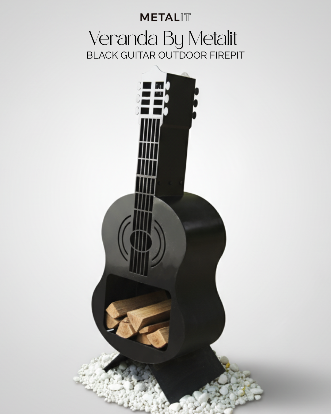 Black Guitar outdoor fire pit - indoor multifunctional pit