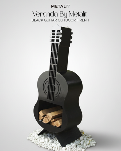 Black Guitar outdoor fire pit - indoor multifunctional pit