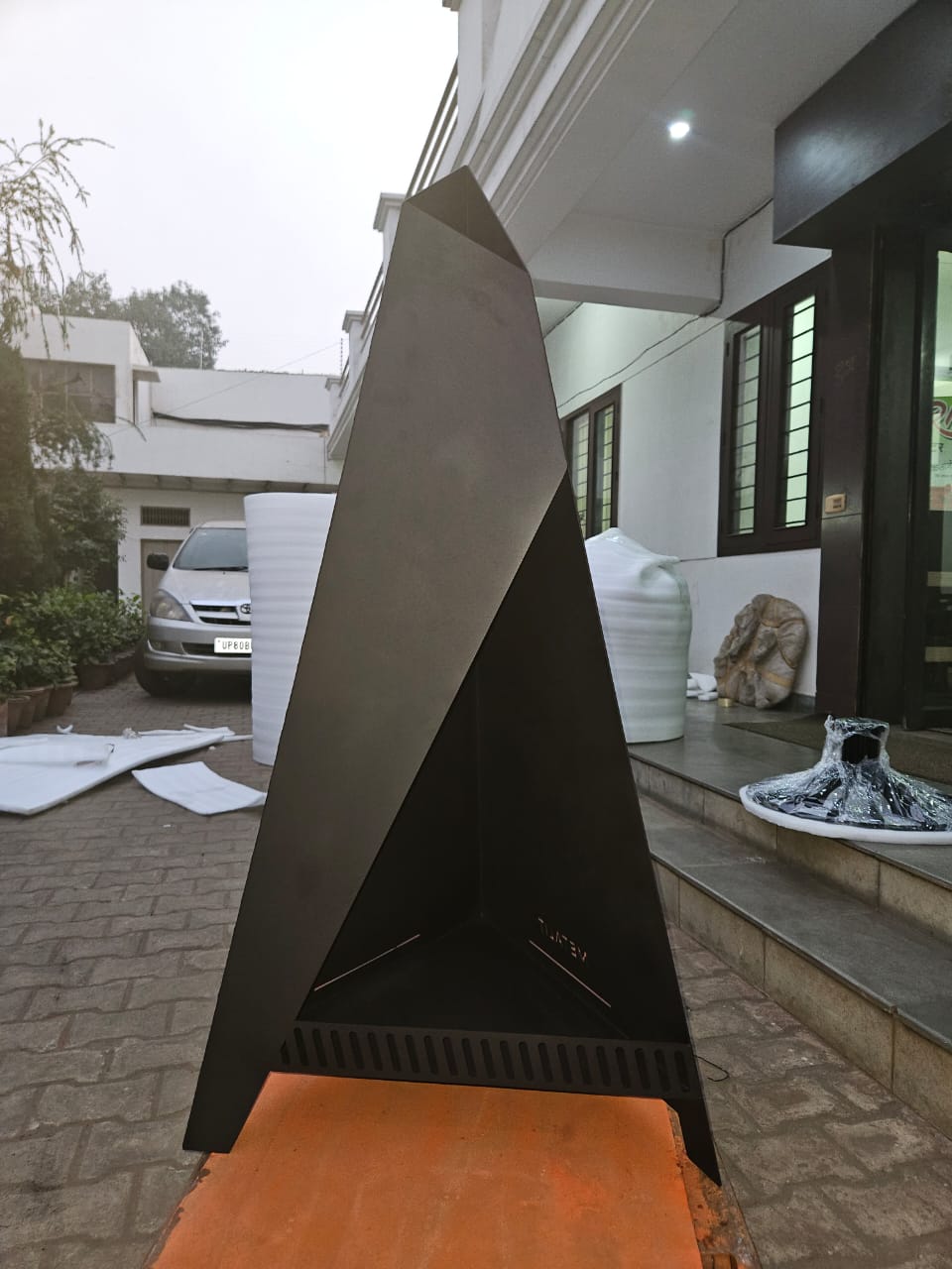 Pyramid Chimnea outdoor fire pit