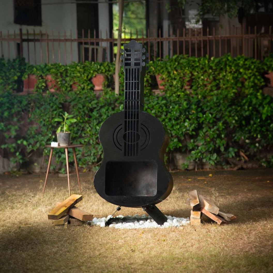 Black Guitar Fire Pit For Outdoor Metalit