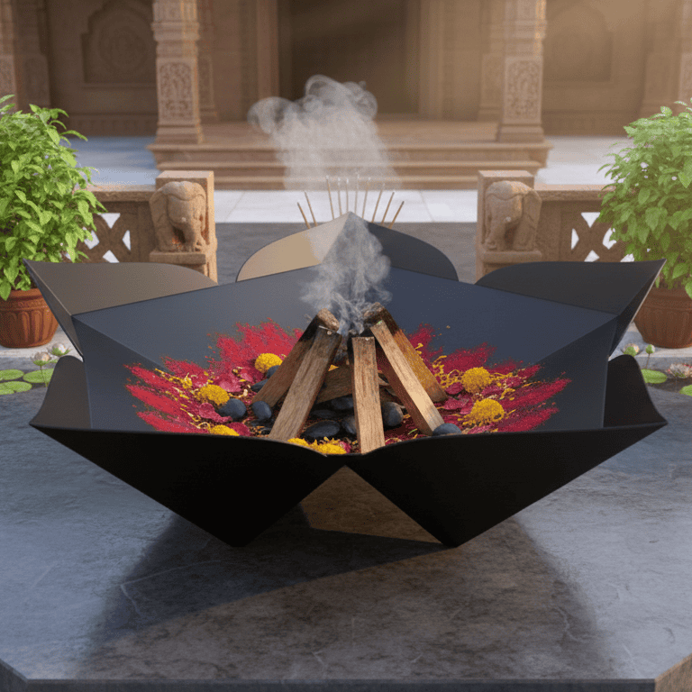 an unconventional havan kund  which looks liek a flower