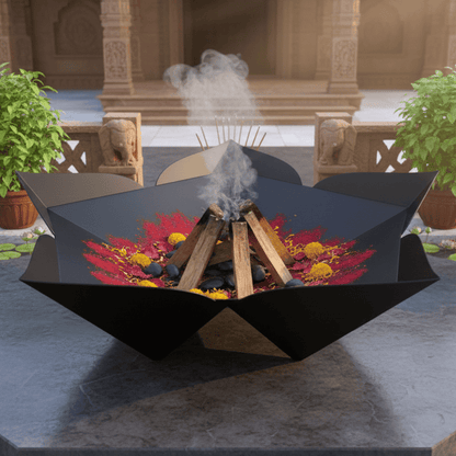 an unconventional havan kund  which looks liek a flower