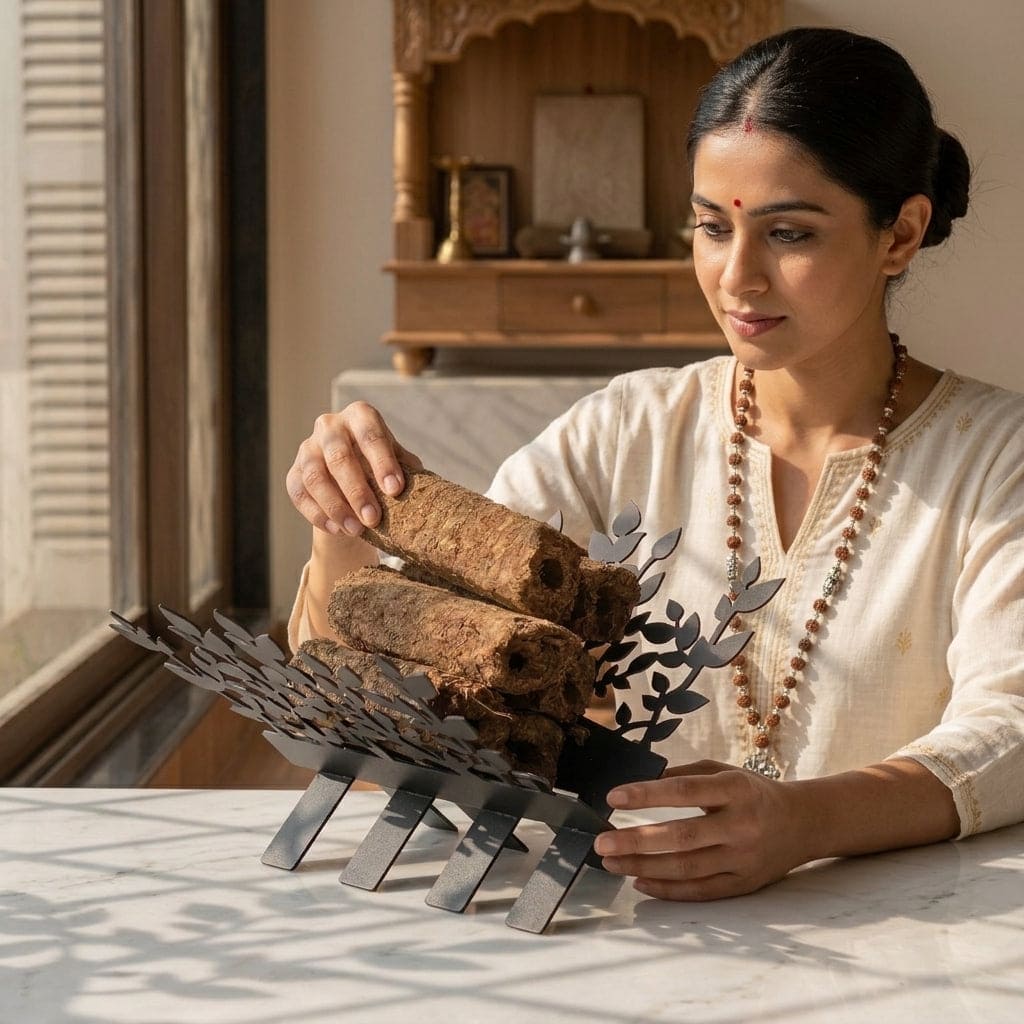 Cow-Dung wooden log from Vrindavan gaushala