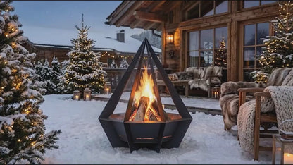 premium outdoor luxury bonfire firepit in pyramid shape