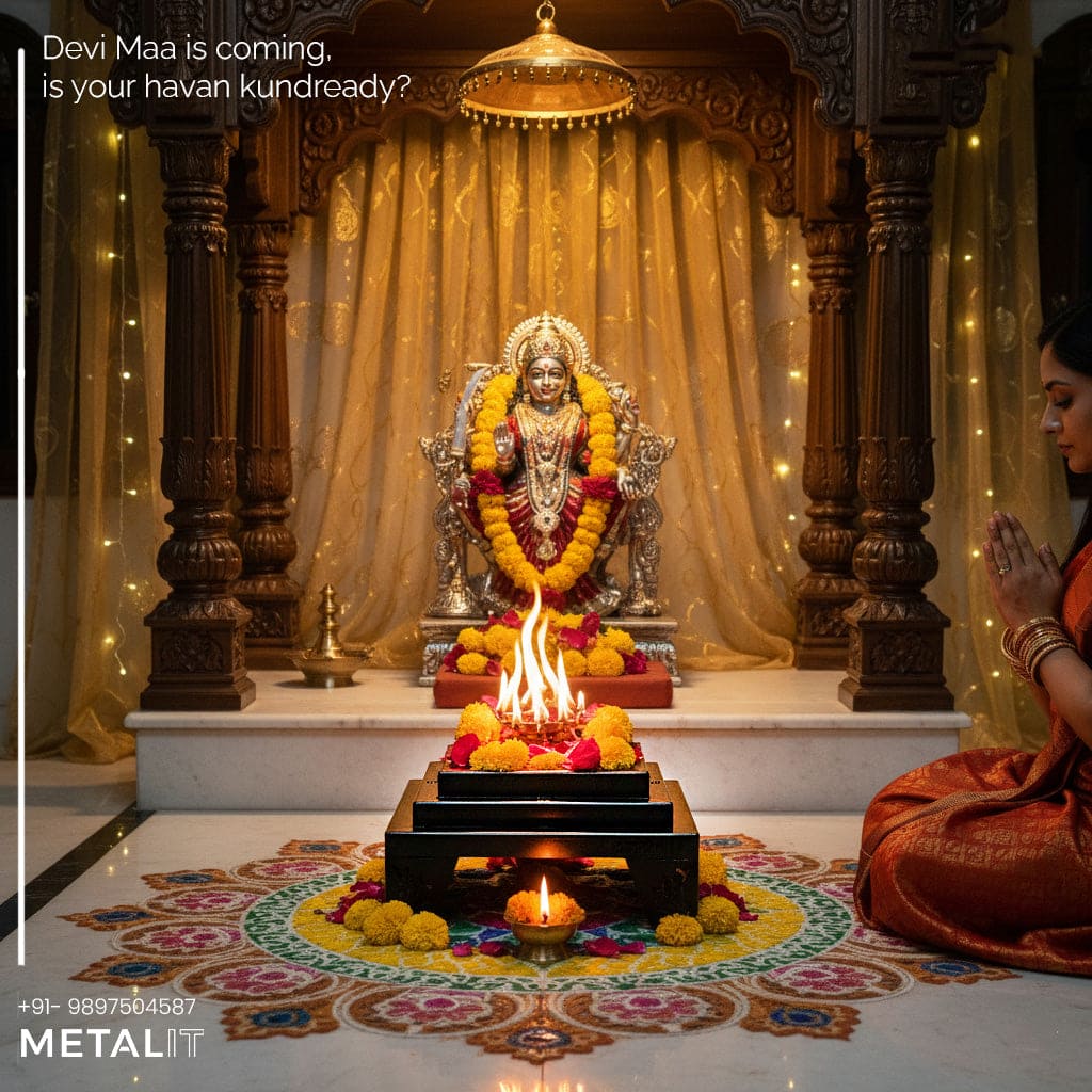 Beautifully designed traditional energy vessel, which helps you increase the level of spirituality in every Puja that you do. artisanal Hawan kunds