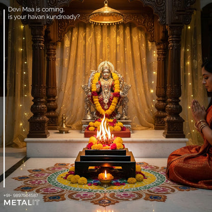 Beautifully designed traditional energy vessel, which helps you increase the level of spirituality in every Puja that you do. artisanal Hawan kunds