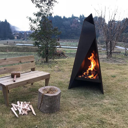 Pyramid Chimnea outdoor fire pit